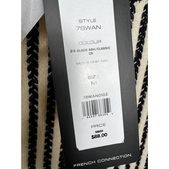 French Connection Black & White Moma Vest Mix‎ Top Medium Preppy Sweater Knit - Picture 3 of 8